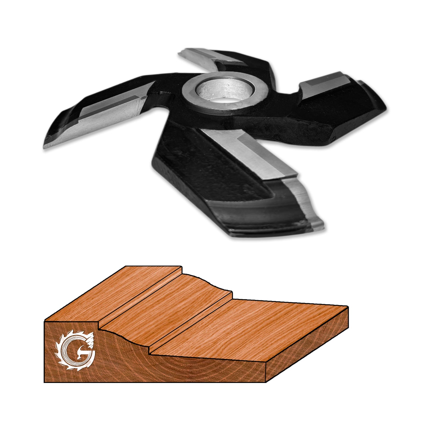 Freza diamentru 200 mm pentru tablie usi cu un profil simplu valuros cu 2 nututri si cu razele de 20 mm