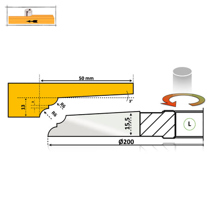 Raised Panel Wood Cutter Profile | Code M012-62 - D160 | DS Steel