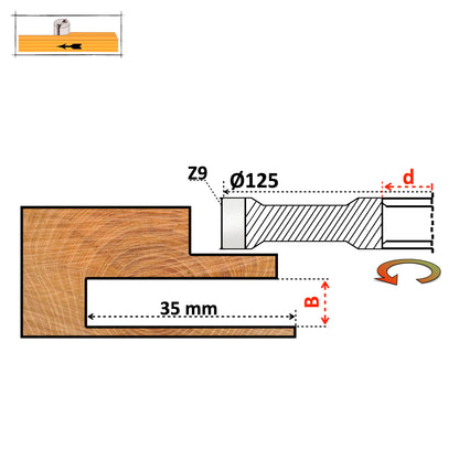 Rebate Cutter 125x12 mm with Pre-Cutter - Brazed TCT Vidia