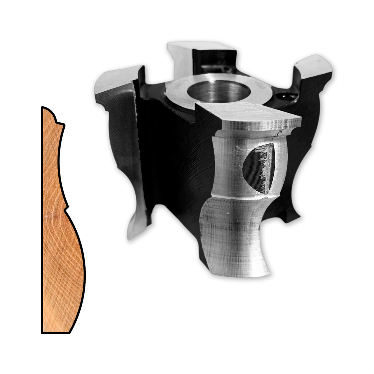 Freza cu ax 30 placata cu hss nu vidia pentru realizarea plinta sau a ornament profilat pentru usi cu latime de minim 80 mm din lemn masiv sau moale 