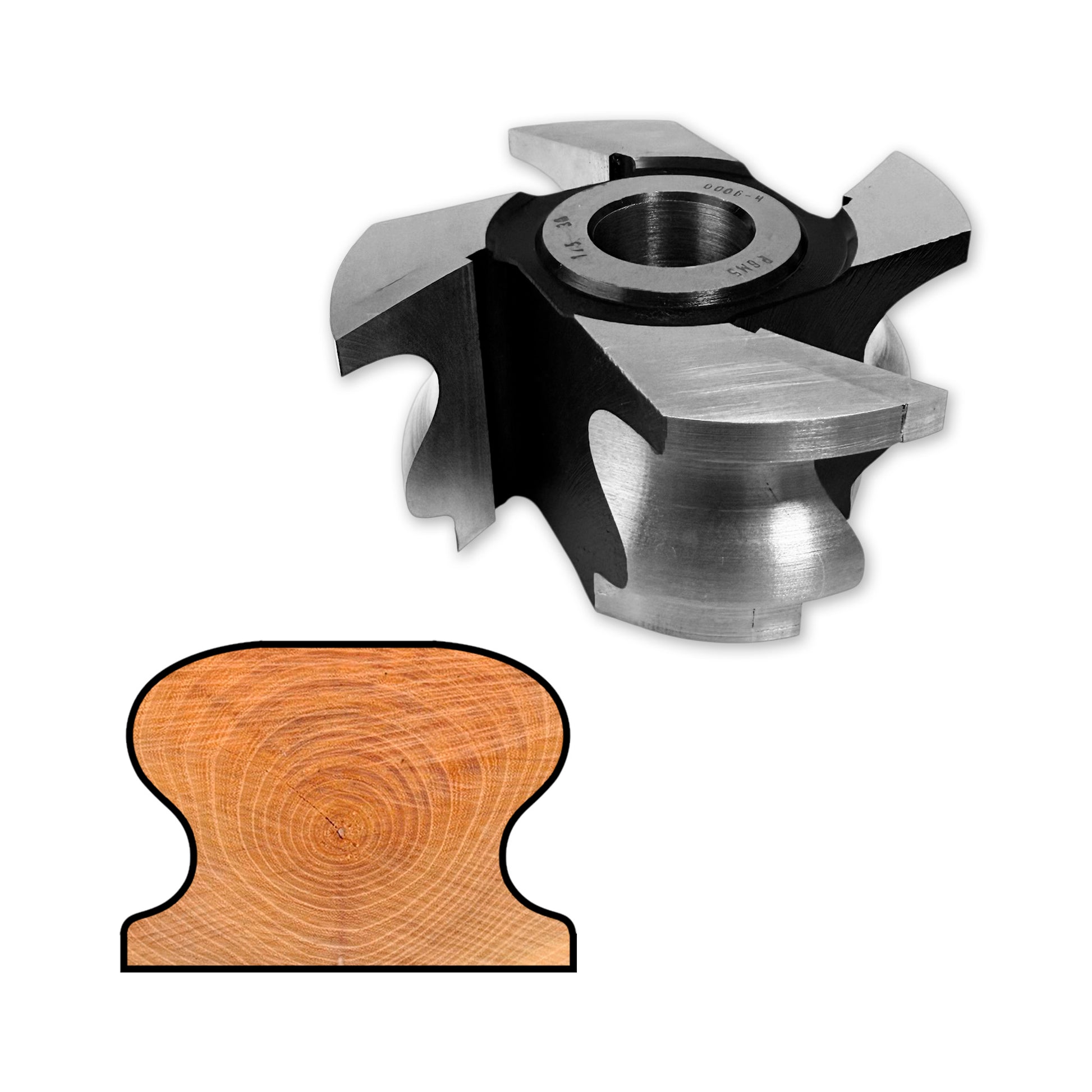 Freza profilată pentru mână curentă, 60 mm, HSS M2, diametru 130 mm – ideală pentru contururi precise și finisaje profesionale în prelucrarea lemnului.