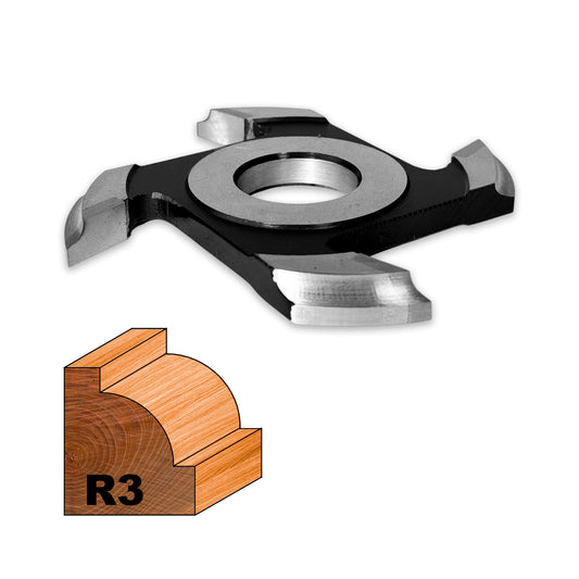 Freza Concavă Sfert de Cerc HSS sau Semi Luna pentru rotunjire cant cu raza de 3 mm dimensiuni 120 x 30 x 7 R3