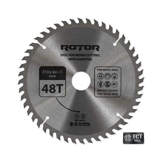 Discuri de Tăiat Lemnul ROTOR 210×30/25 mm – Variante 24T / 48T / 60T