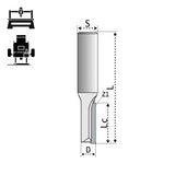 Z1 straight groove router bit, Ø6 / Ø8 mm shank – profile and dimensions, Code 1001