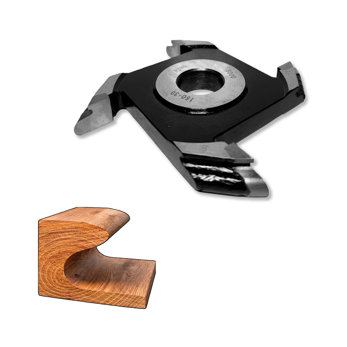 Integrated pull handle shaper cutter for furniture fronts, HSS M2 / HW (K40)