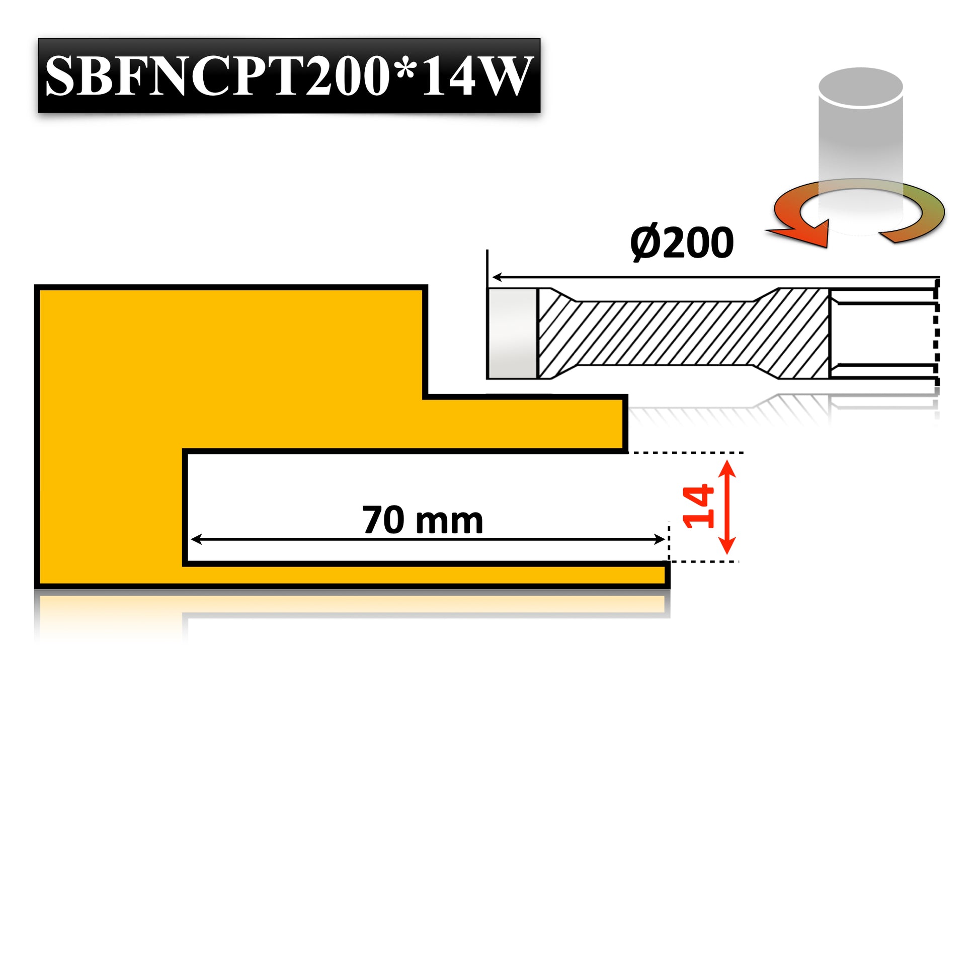 Freză nut Vidia cu cuțit pre-tăietor de 6 mm, diametru 200 x 14 mm – tăieri curate și durabile în lemn masiv.