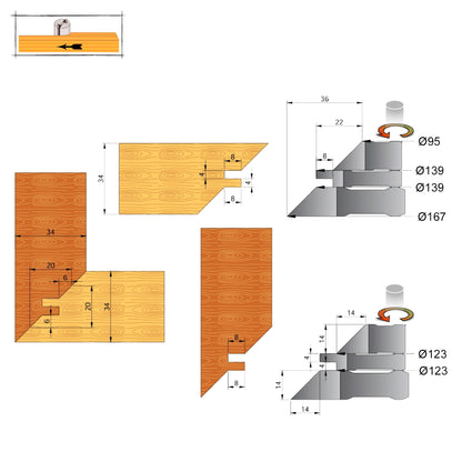 Freză pentru Îmbinare Lemn la 45° Grade 25-42 mm | HSS sau TCT Vidia