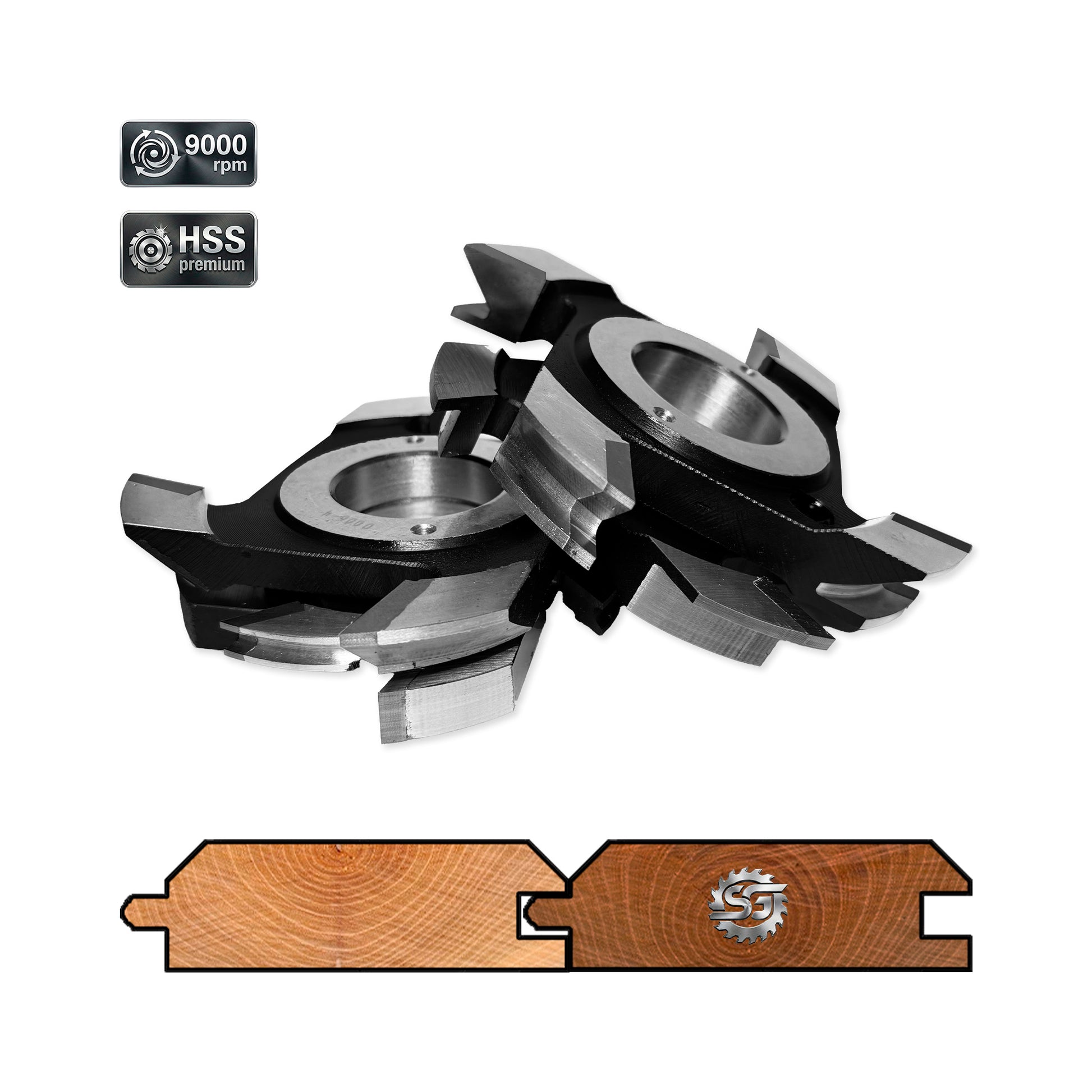 Set Freze cu alezaj ax 40 mm pentru realizare lambriu cu profil tesit sau oblic la 45 grade din lemn brad pin sau tei de grosime de la 14 ... 30 mm 