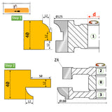 Set of 5 Cutters for Wooden Window Frames 40/45 mm | Code 03.03 | HSS M2
