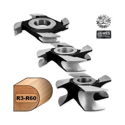 Half-Round Concave Cutter for Wood R3 - R60 mm | HSS Premium