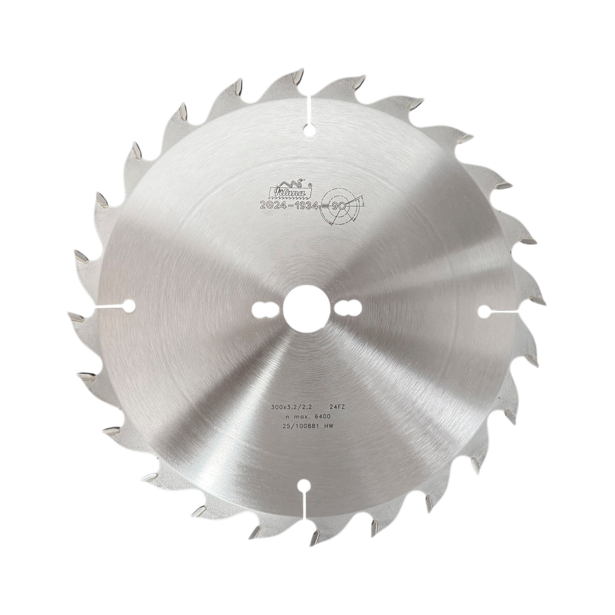 Pânză circulară Pilana 350 mm cu 24 dinți FZ pentru spintecat lemn masiv, placată TCT, destinată tăierilor longitudinale.