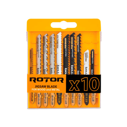 Trusă 10 Lame Fierăstrău Pendular Lemn / Metal – ROTOR RTS1 | Casetă Organizată