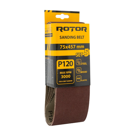Bandă abrazivă ROTOR 75×457 mm P120 – set 5 buc