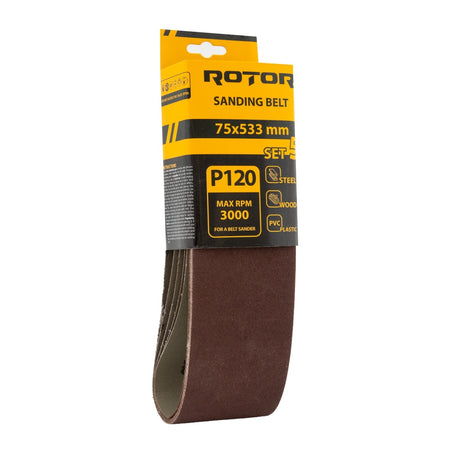 Bandă abrazivă ROTOR 75×533 mm P120 – set 5 buc