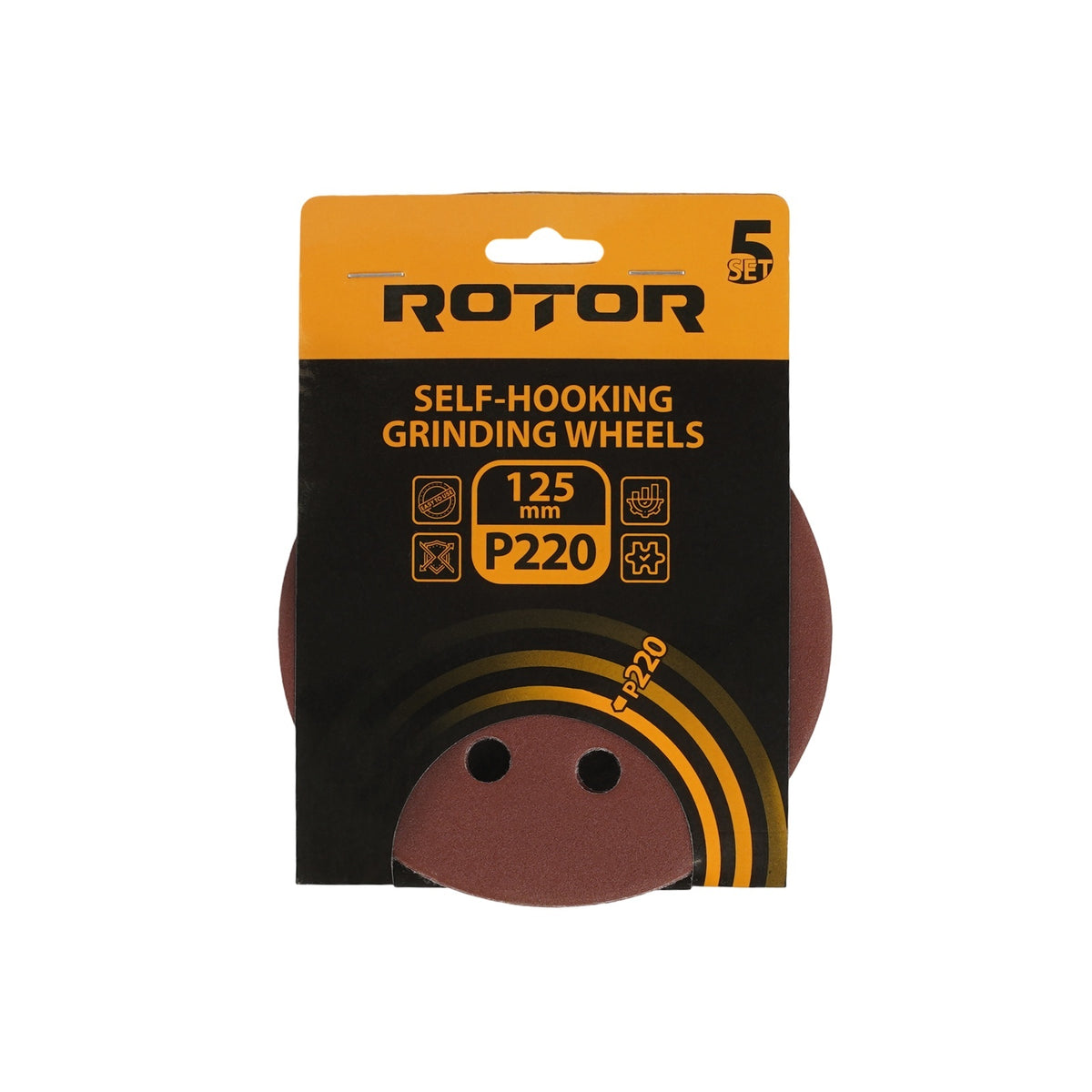 Disc abraziv velcro ROTOR Ø125 mm P220 – set 5 buc