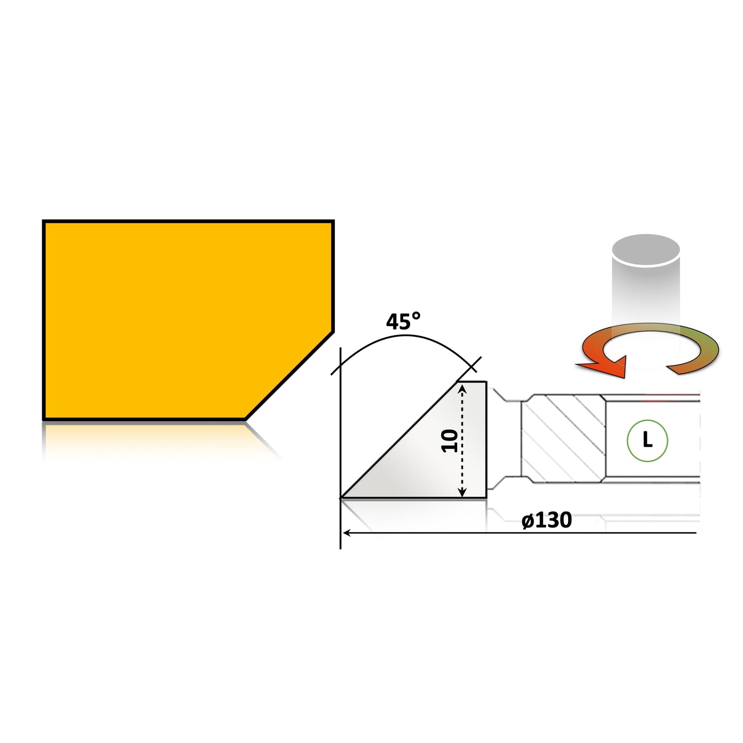 Freza cu alezaj placata cu vidia destinata pentru prelucrarea lemnului anume de fatetat la 45 grade permite grosime pana la 10 mm si prelucrare sub lemn