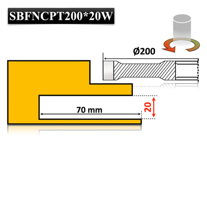 Freză nut Vidia cu cuțit pre-tăietor de 6 mm, diametru 200 x 20 mm – tăieri curate și durabile în lemn masiv.