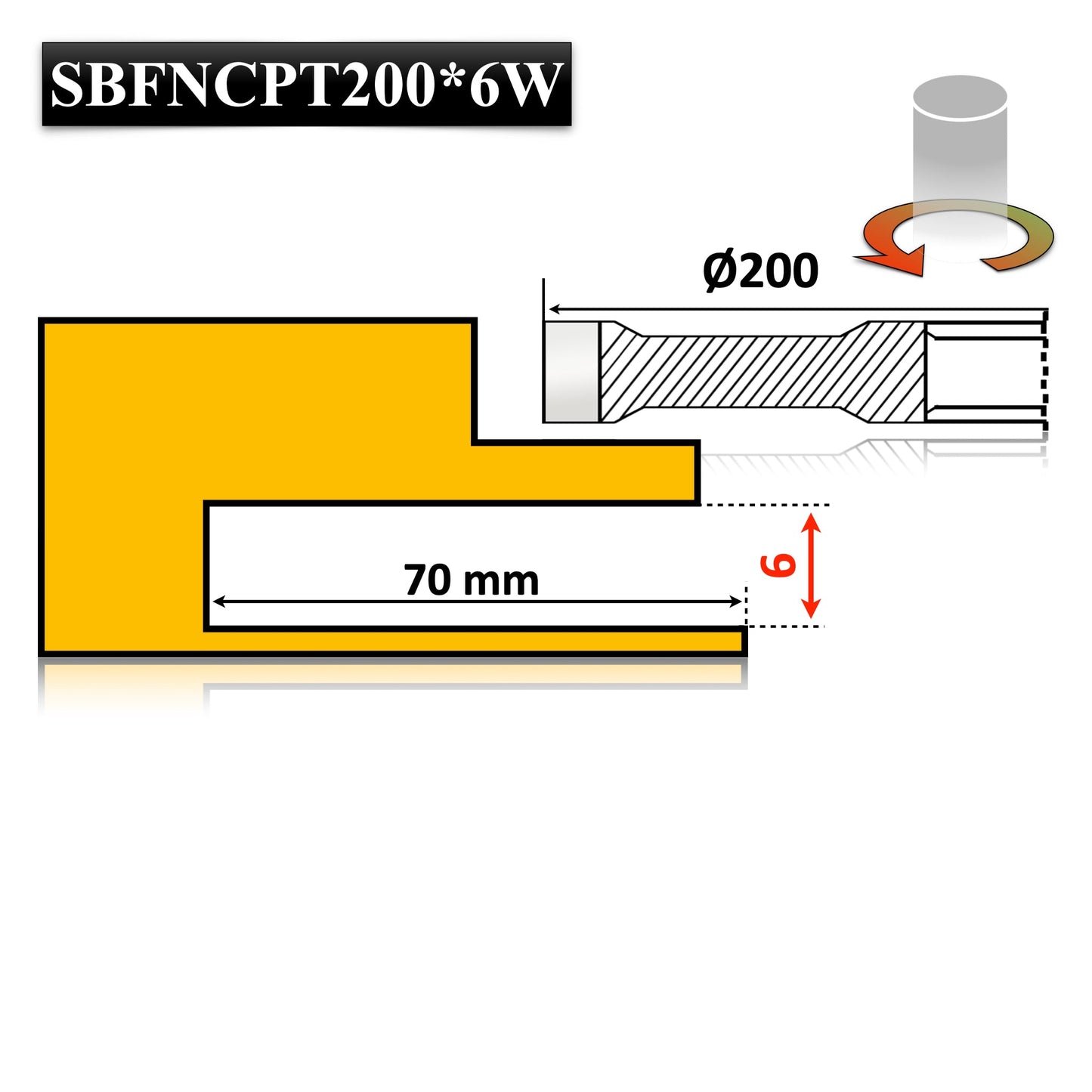 Freză nut Vidia cu cuțit pre-tăietor de 6 mm, diametru 200 x 6 mm – tăieri curate și durabile în lemn masiv.