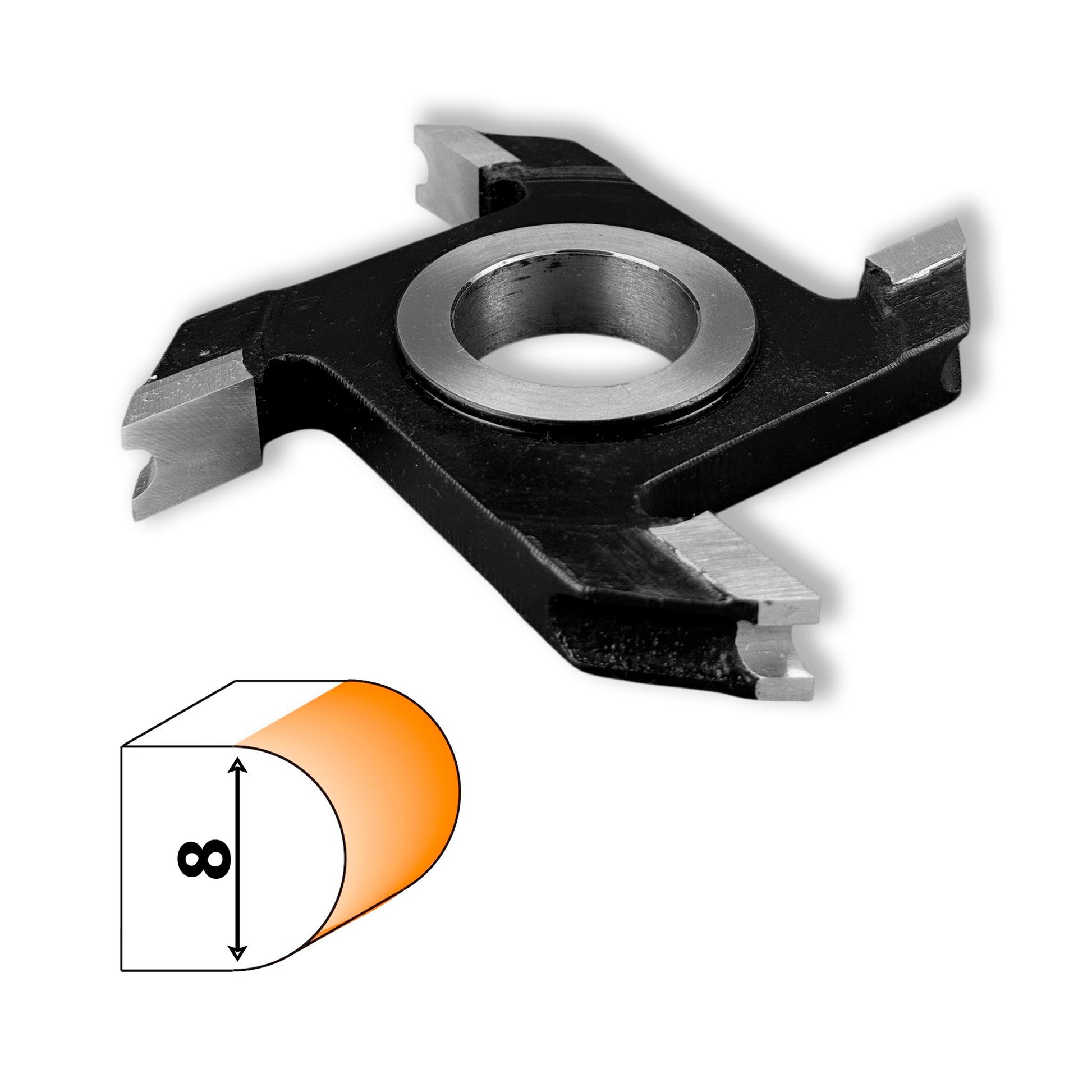 Freza Concava semi cerc pentru rotunjire cant 8 mm cu raza 4 mm hss