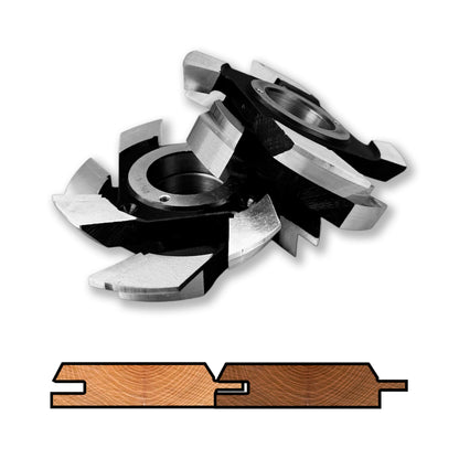 Set Freze pentru Lambriu cu Profil Oblic la 30 Grade in V brazate cu HSS pentru lemn de 16 - 26 mm 