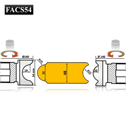Freze profilate pentru ciubar, set de 2 buc., ax 30 mm, grosime de lucru 38 - 48 mm, pentru prelucrare profesională.