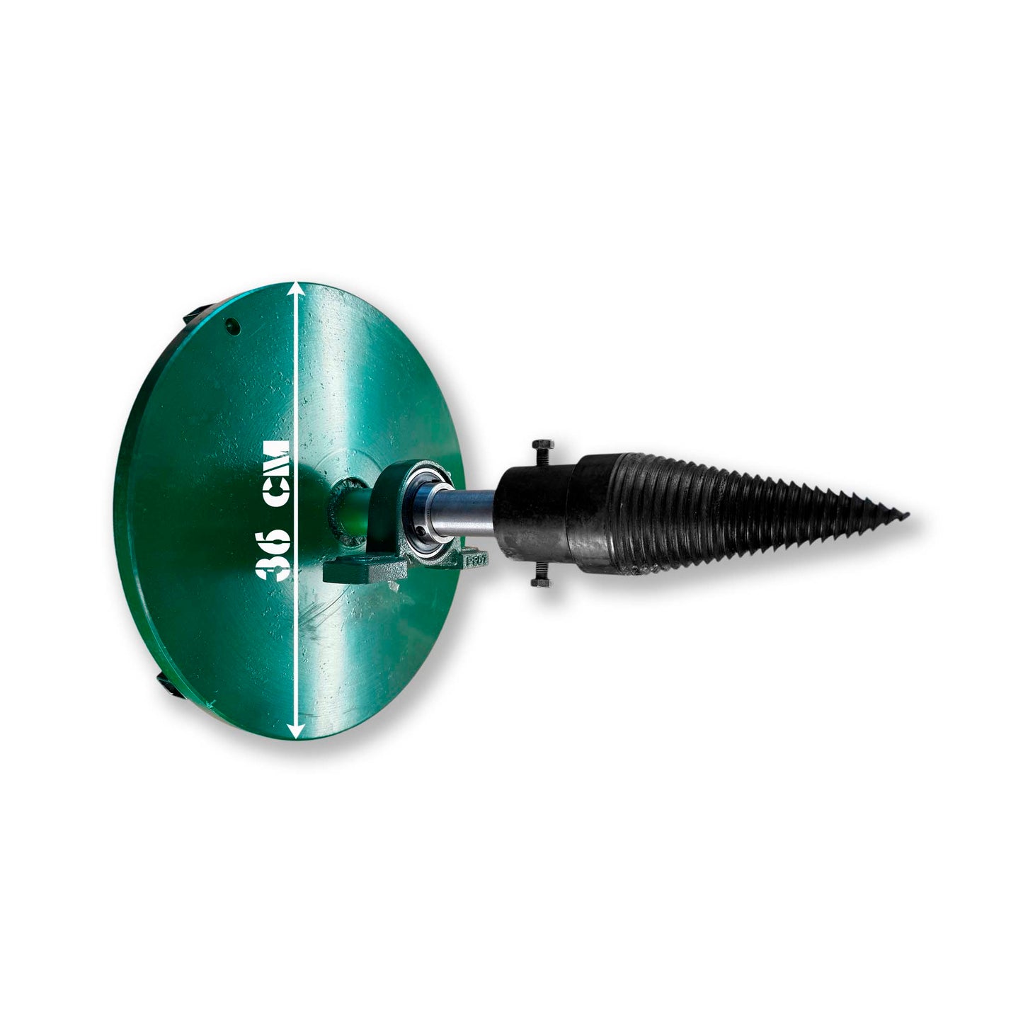 Mecanism crăpat lemne – con melcat tratat termic, volantă 18 mm grosime, curea B 17x11 mm, rulmenți cu ungere periodică.